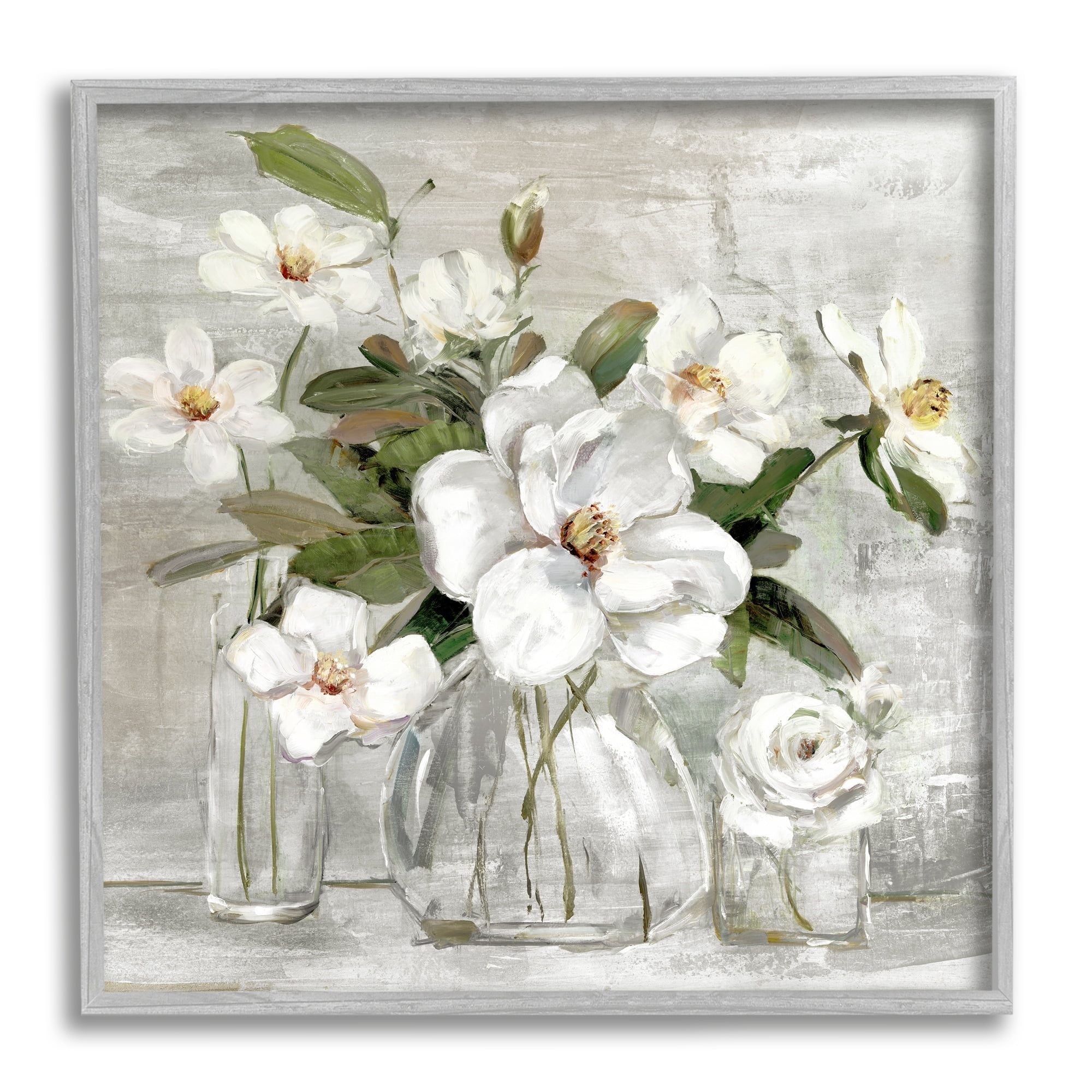 Stupell Industries Blooming White Florals Distressed Painting Country Still Life, 12 x 12, Design by Sally Swatland