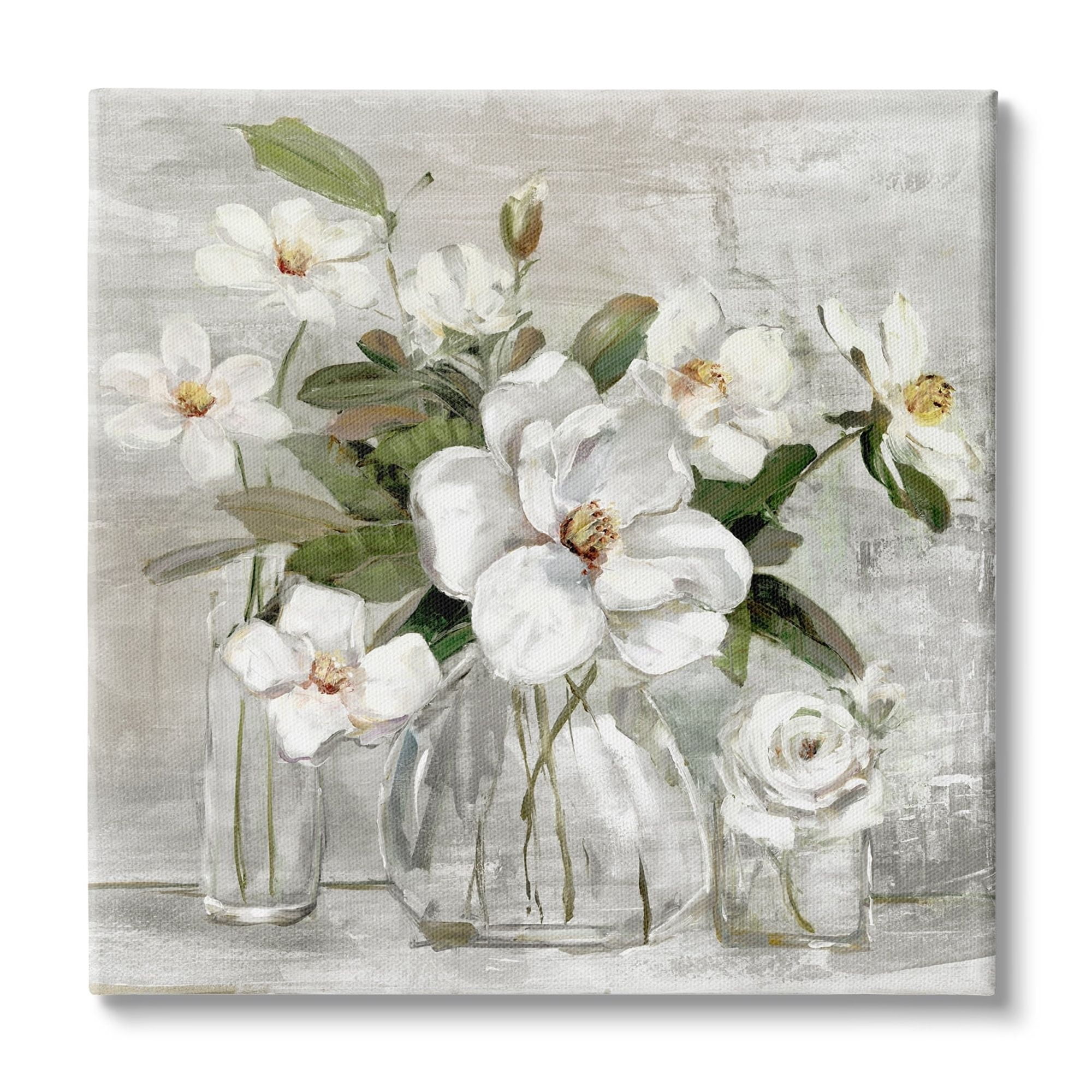Stupell Industries Blooming White Florals Distressed Painting Country Still Life, 17 x 17, Design by Sally Swatland