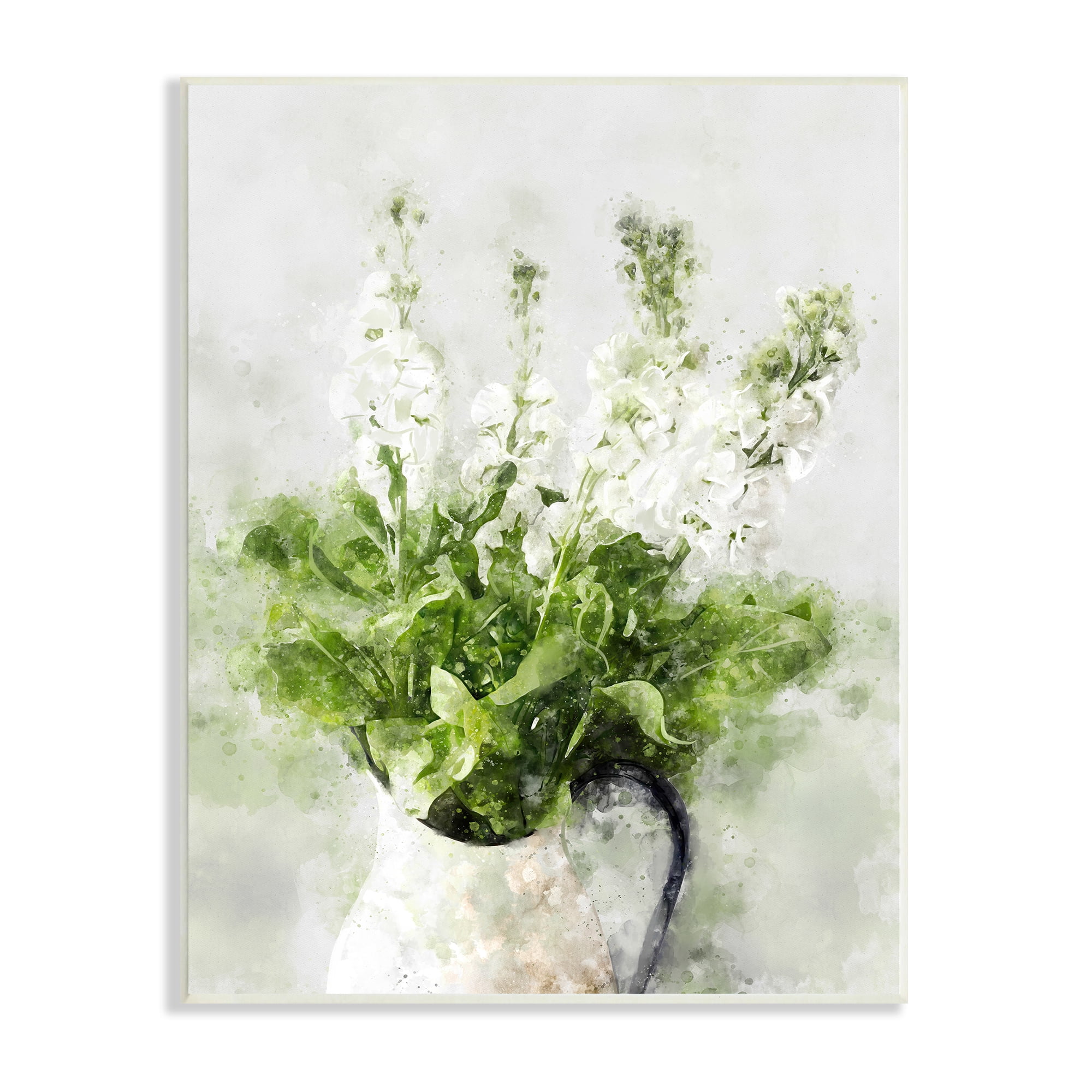 Stupell Industries Blooming White Florals in Cacti Field Desert Plants Botanical & Floral Painting Unframed Art Print Wall Art, 13 x 19