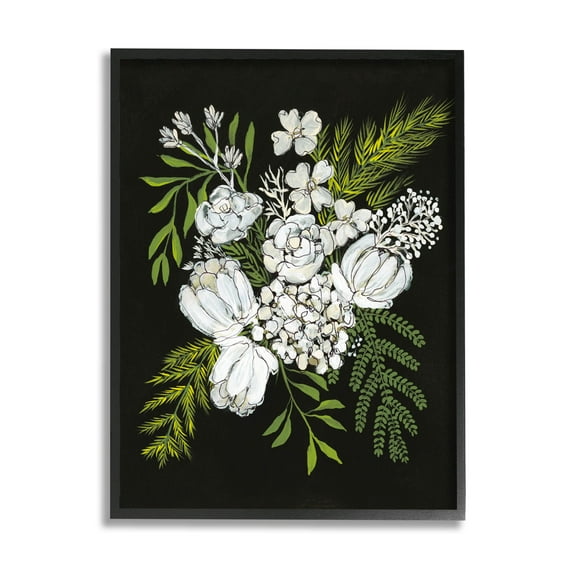 Stupell Industries Blooming White Flower Arrangement Design Graphic Art Black Framed Art Print Wall Art, Design by Regina Moore