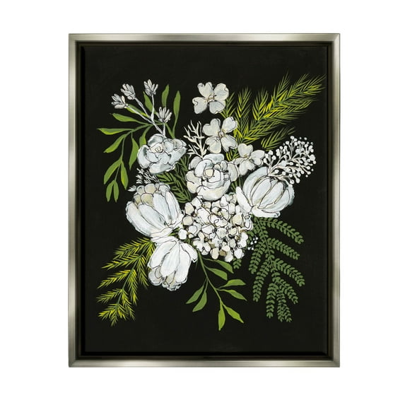 Stupell Industries Blooming White Flower Arrangement Design Graphic Art Luster Gray Floating Framed Canvas Print Wall Art, Design by Regina Moore