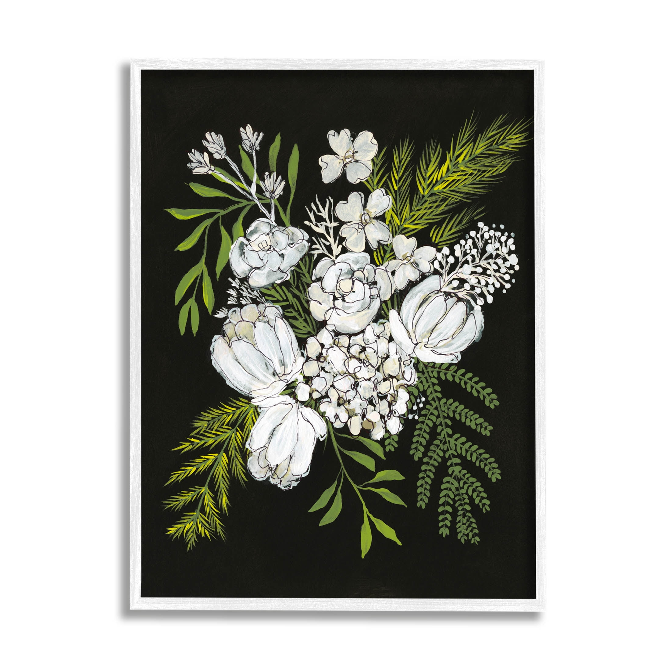 Stupell Industries Blooming White Flower Arrangement Design Graphic Art White Framed Art Print Wall Art, Design by Regina Moore