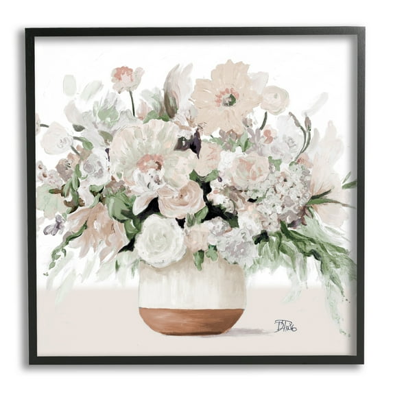Stupell Industries Blooming White Flower Arrangement Overflowing Bouquet Vase Painting Black Framed Art Print Wall Art, Design by Patricia Pinto