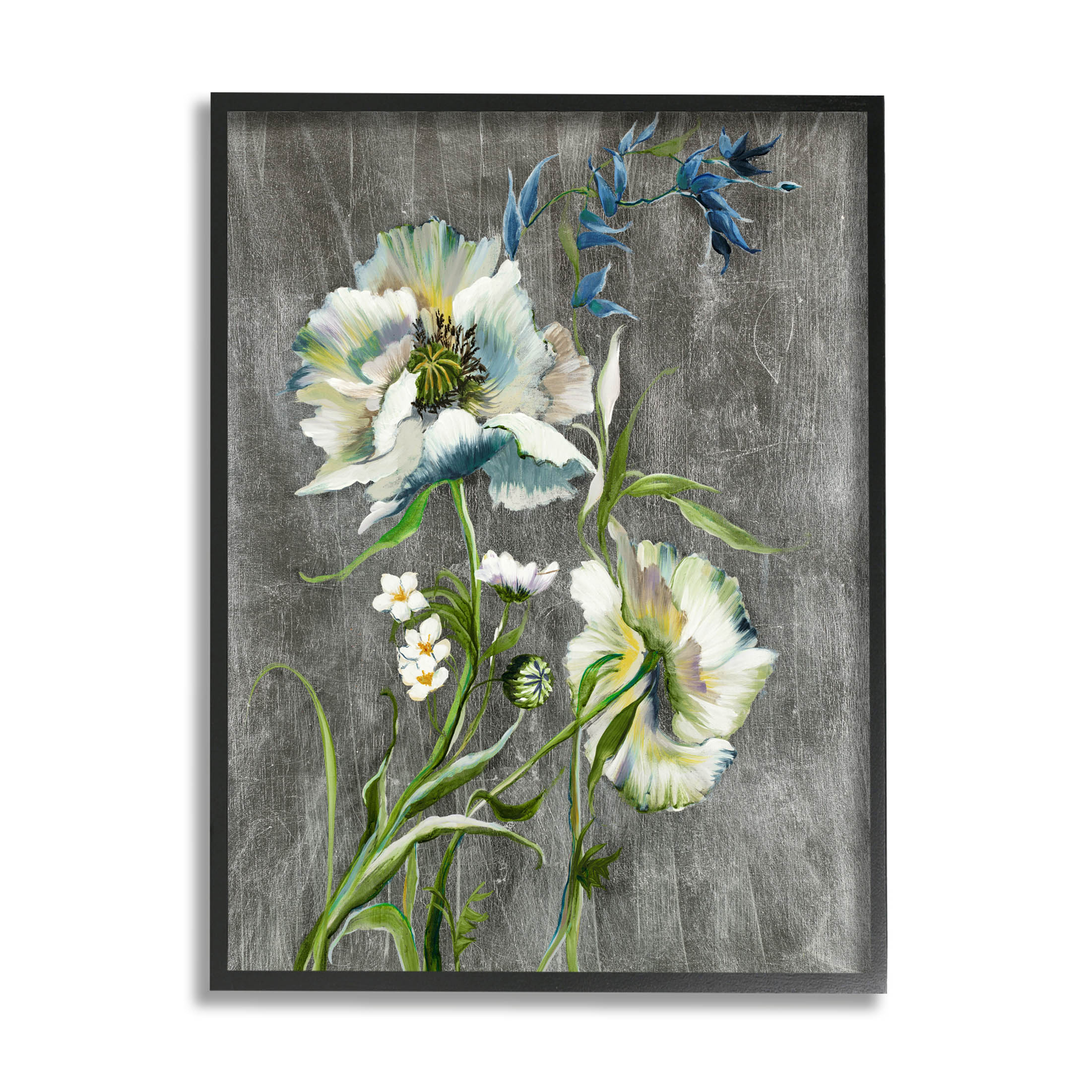 Stupell Industries Blooming White Flowers Graphic Art Black Framed Art Print Wall Art, Design by Liz Jardine