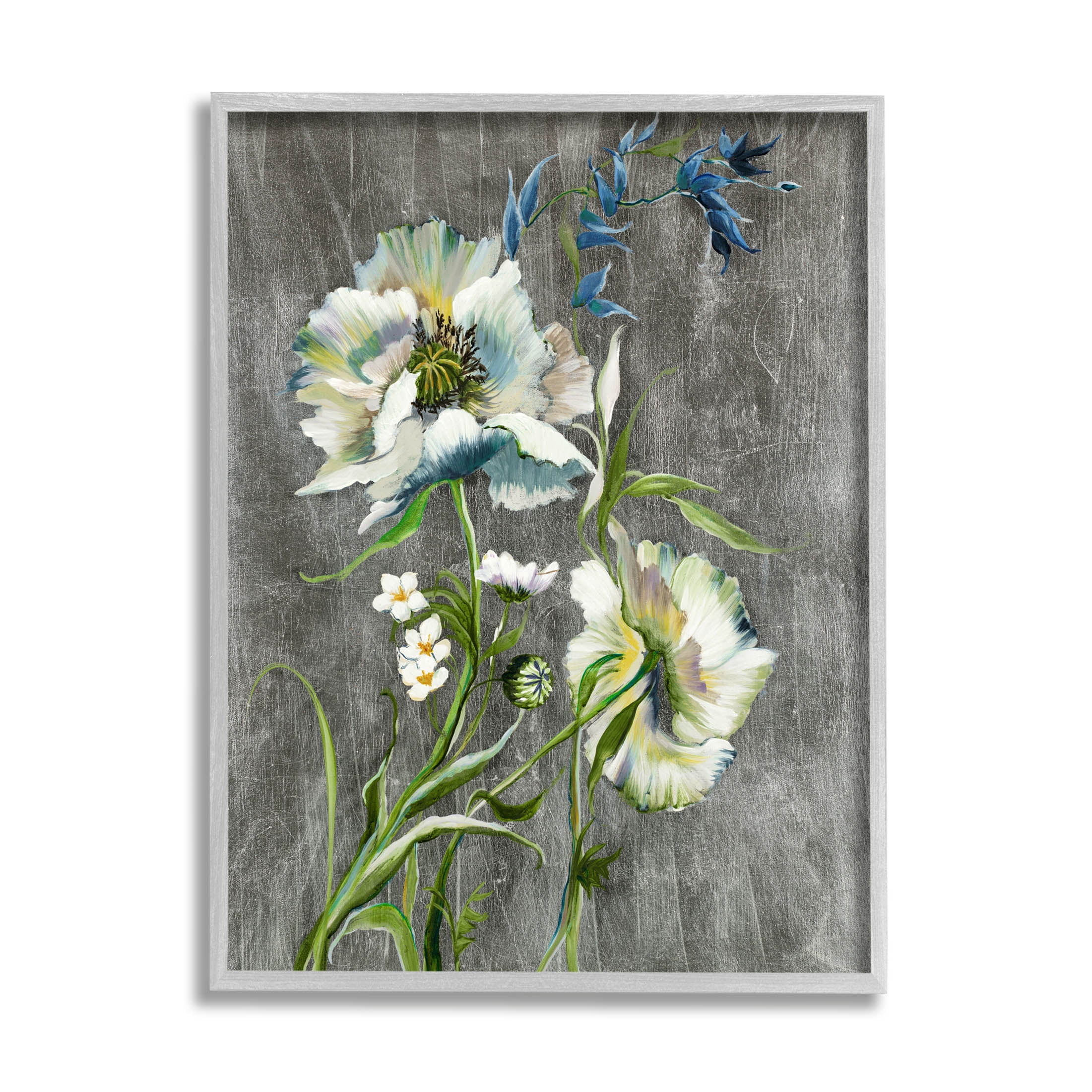 Stupell Industries Blooming White Flowers Graphic Art Gray Framed Art Print Wall Art, Design by Liz Jardine