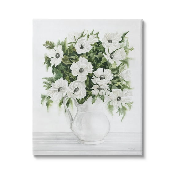 Stupell Industries Blooming White Flowers Still Life Vase Painting Gallery Wrapped Canvas Print Wall Art, Design by Cindy Jacobs