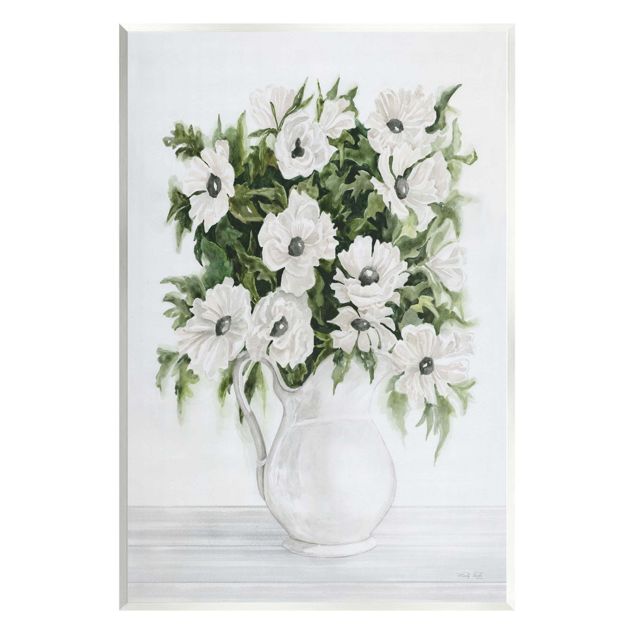 Stupell Industries Blooming White Flowers Still Life Vase Painting Unframed Art Print Wall Art, Design by Cindy Jacobs
