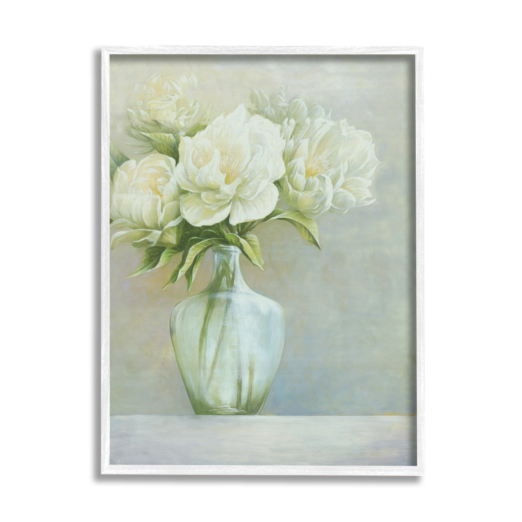 Stupell Industries Blooming White Flowers Traditional Vase Still Life Painting White Framed Art Print Wall Art, Design by Cloverfield & Co.