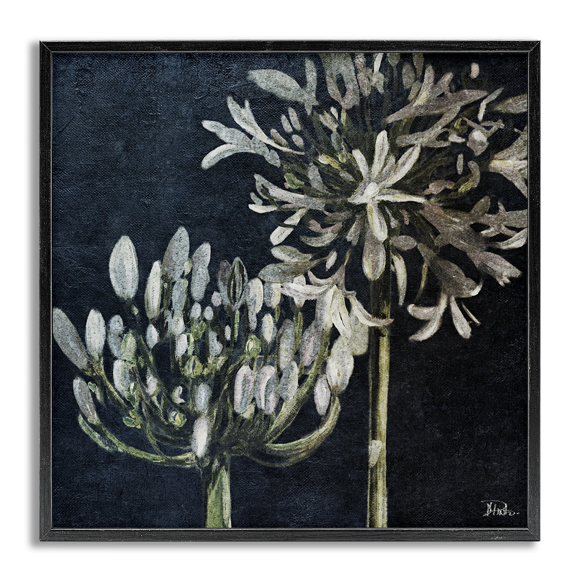 Stupell Industries Blooming White Herbs Botanical & Floral Painting Gray Framed Art Print Wall Art, 17 x 17