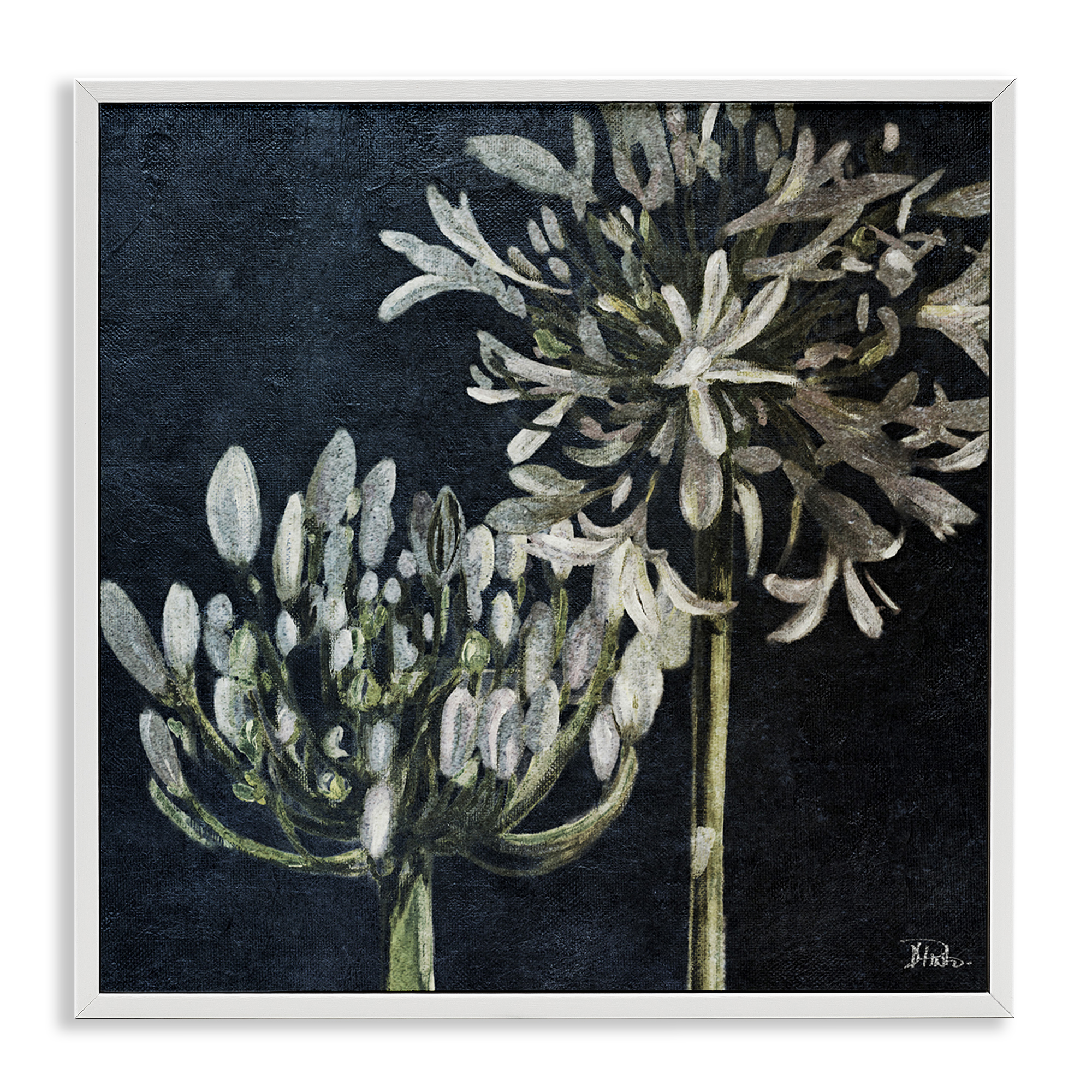 Stupell Industries Blooming White Herbs Botanical & Floral Painting White Framed Art Print Wall Art, 17 x 17