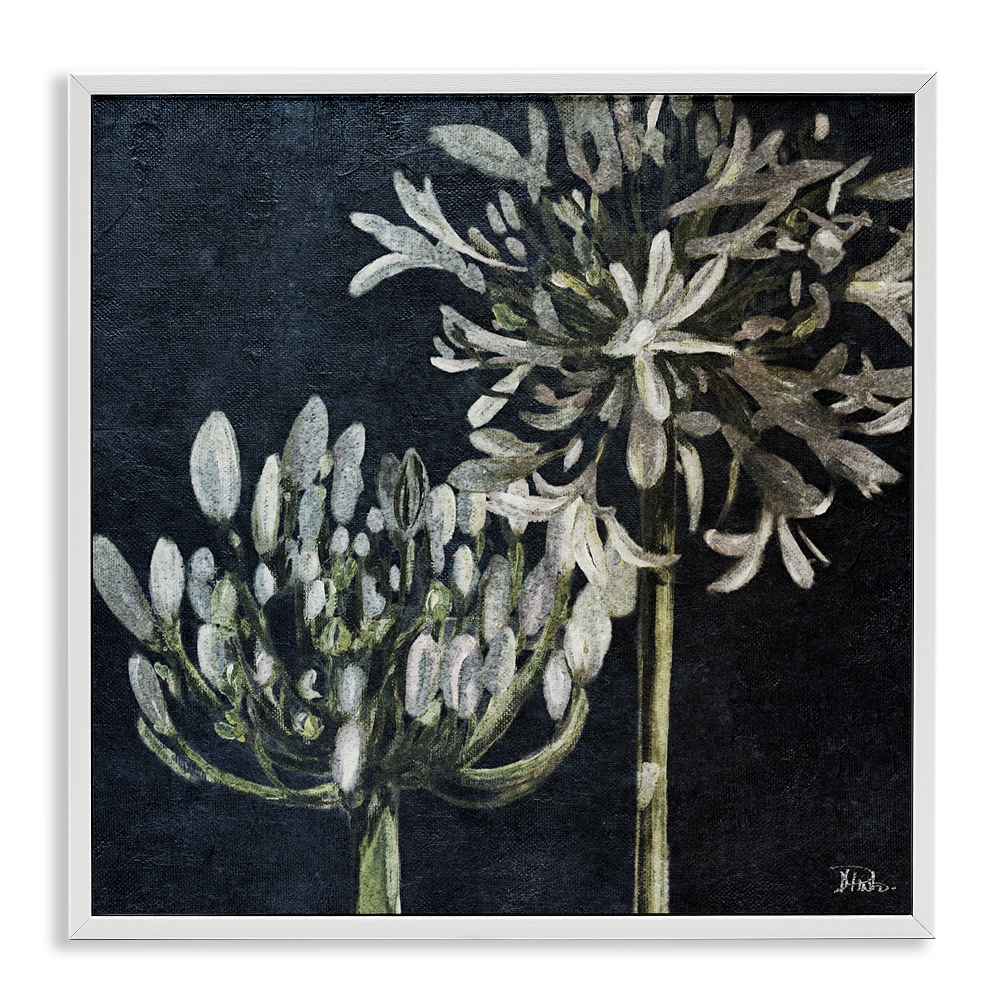 Stupell Industries Blooming White Herbs Botanical & Floral Painting White Framed Art Print Wall Art, 24 x 24