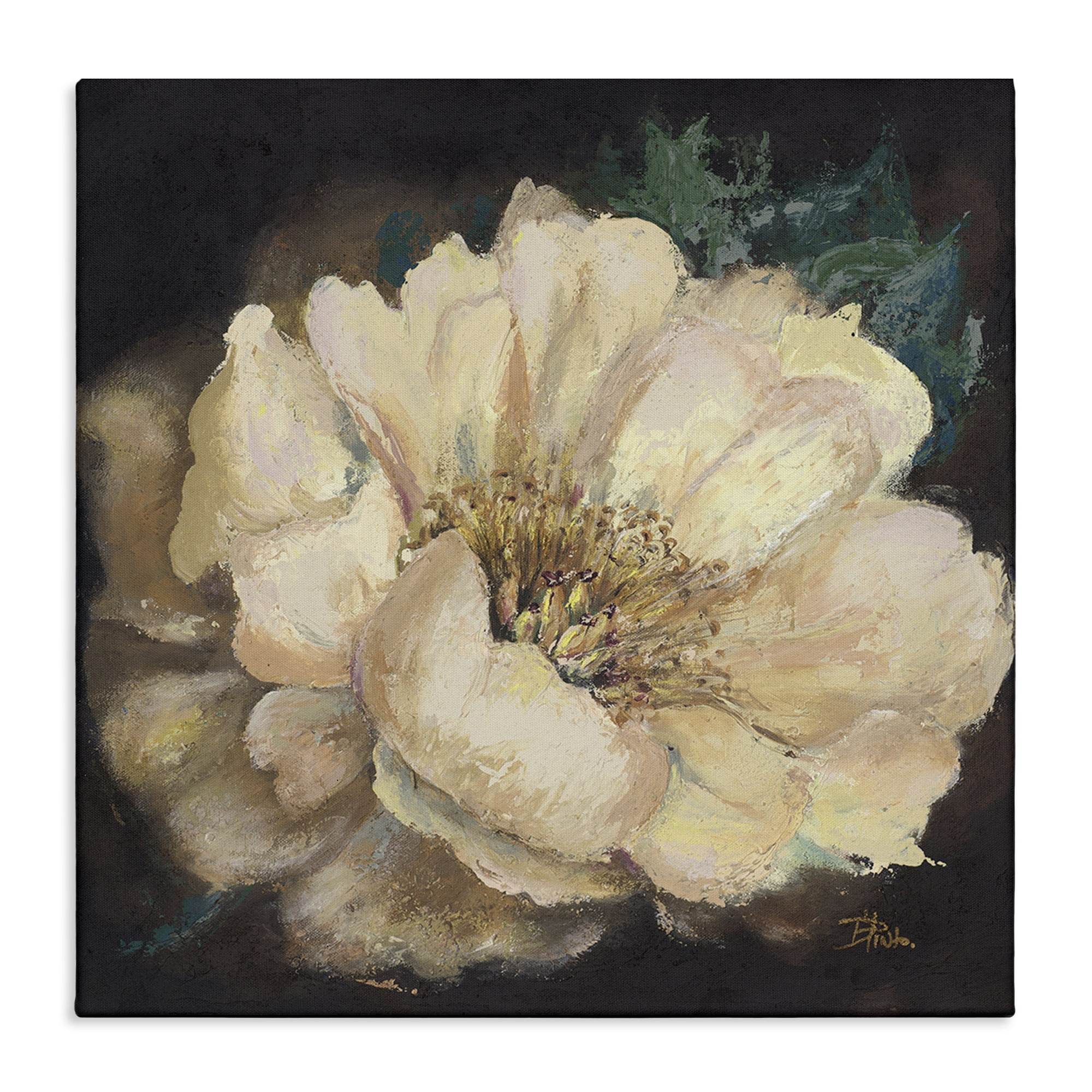 Stupell Industries Blooming White Magnolia Botanical & Floral Painting Gallery Wrapped Canvas Art Print Wall Art, 17 x 17