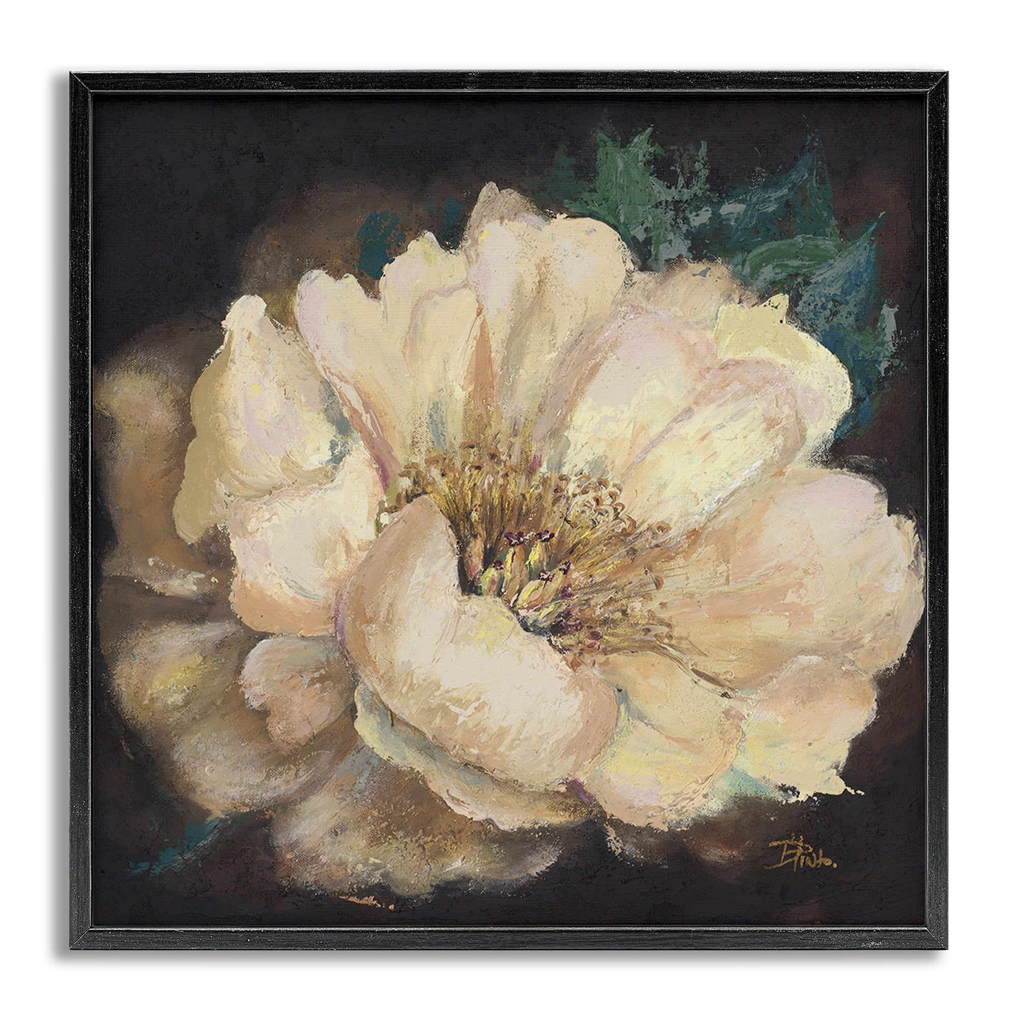 Stupell Industries Blooming White Magnolia Botanical & Floral Painting Gray Framed Art Print Wall Art, 17 x 17