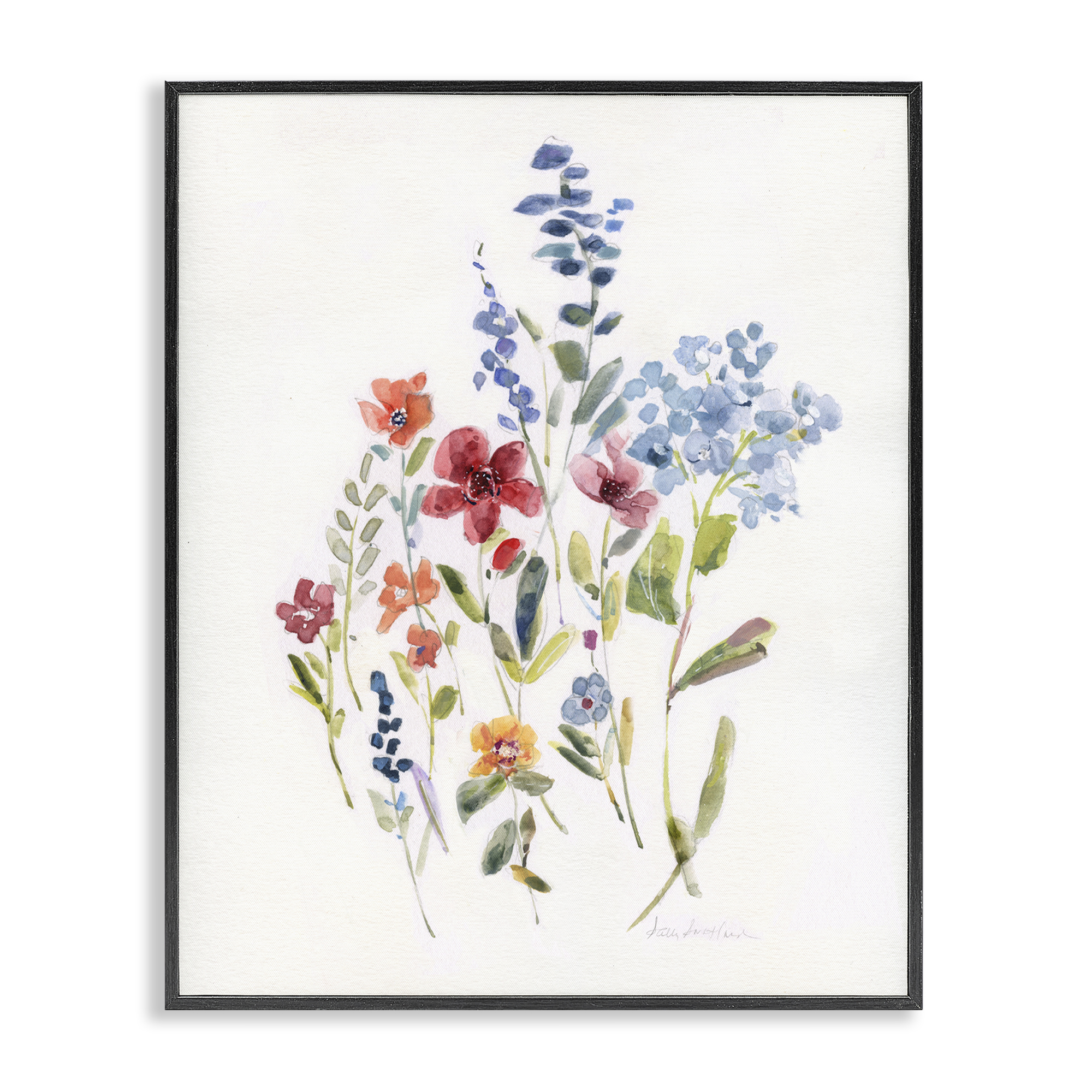 Stupell Industries Blooming Wildflower Buds Plants & Flowers Painting Black Framed Art Print Wall Art, 16 x 20