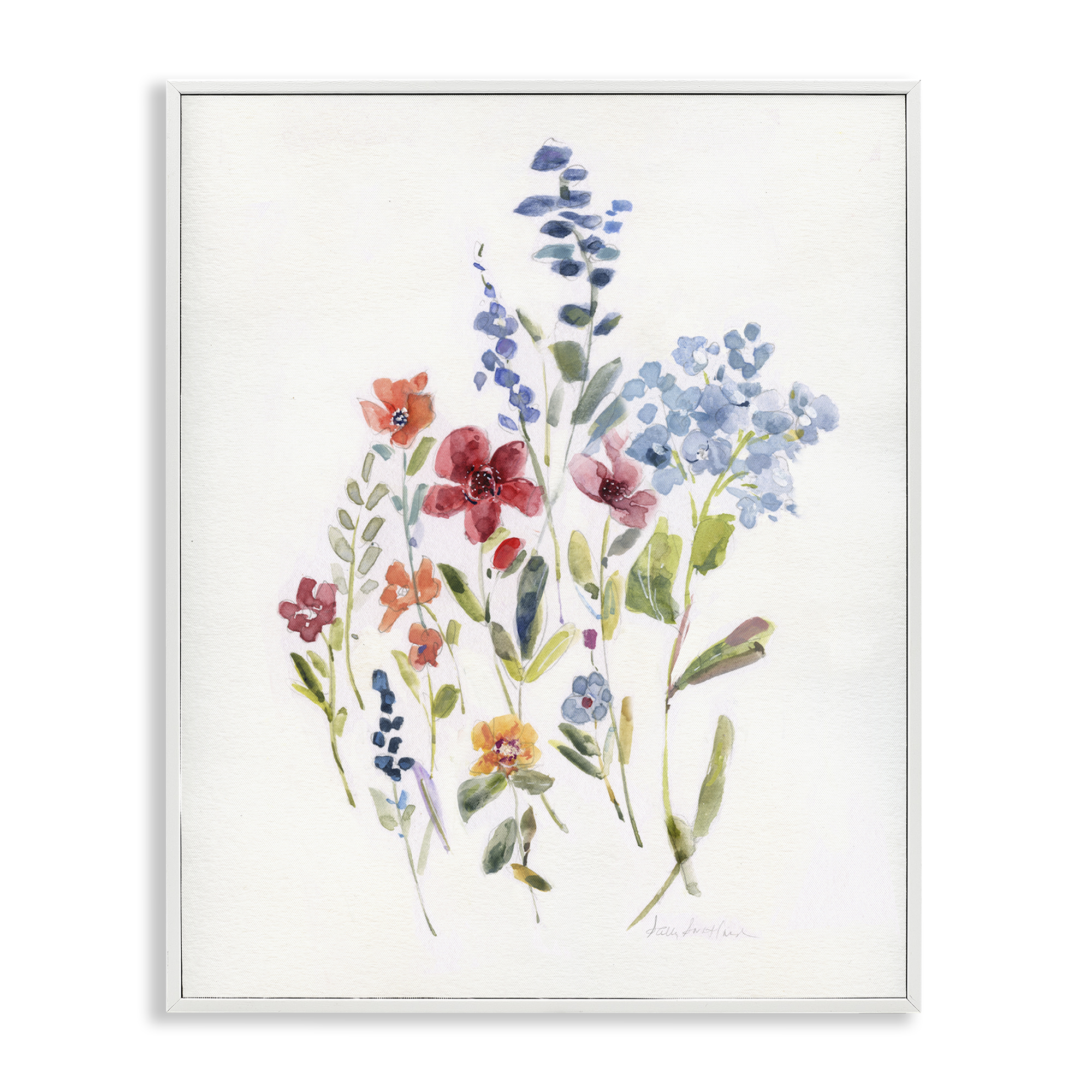 Stupell Industries Blooming Wildflower Buds Plants & Flowers Painting White Framed Art Print Wall Art, 24 x 30