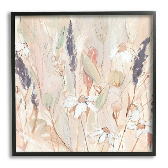Stupell Industries Blooming Wildflowers Pampas Grass Abstract Meadow Foliage Painting Black Framed Art Print Wall Art, Design by Annie Warren