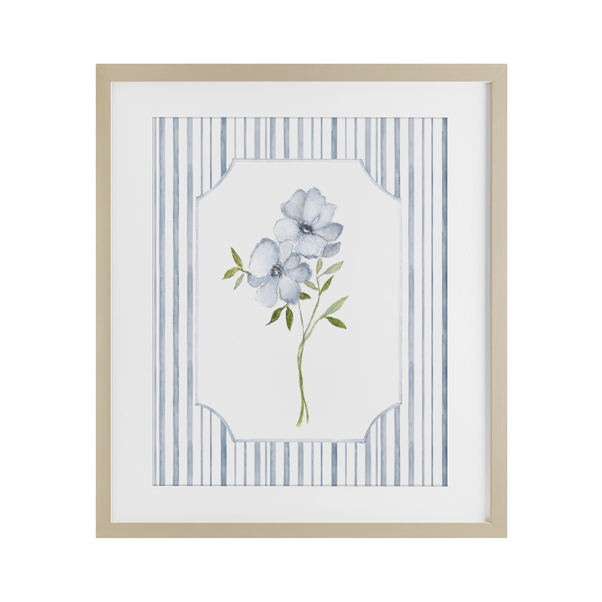 Stupell Industries Blooms And Stripes Birch Framed Print Under Glass, design by Tava Studios