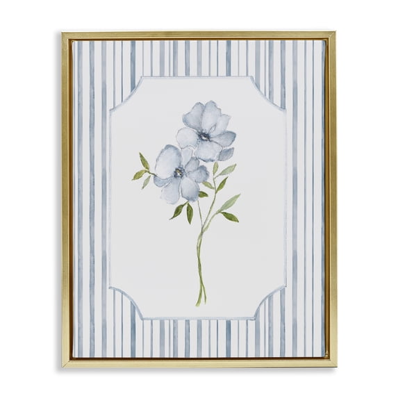 Stupell Industries Cottage Blooms And Stripes Gold Floating Frame Canvas Art, 25 x 31, by Tava Studios