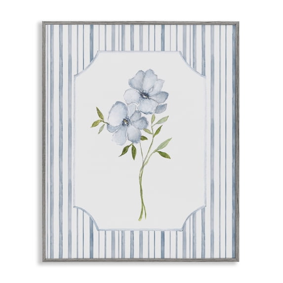 Stupell Industries Cottage Blooms And Stripes Gray Framed Giclee Art, 24 x 30, by Tava Studios