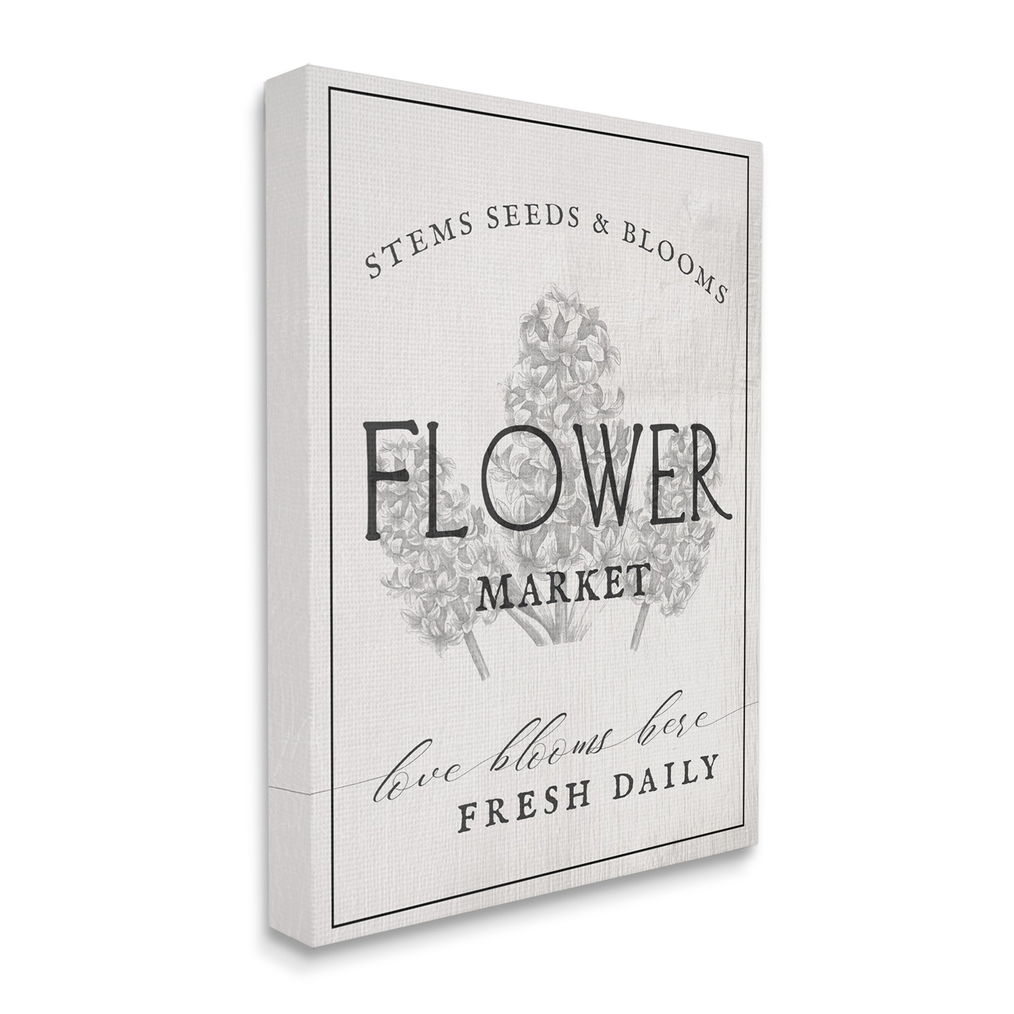 Stupell Industries Blooms Flower Market Advertisement Vintage Country Floral Botanical & Floral Painting Gallery Wrapped Canvas Print Wall Art, 30 x 40