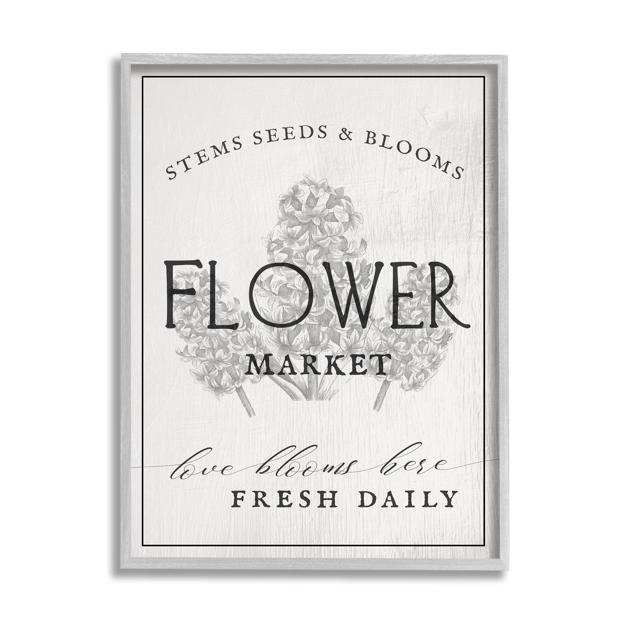 Gray Framed Vintage Country Floral Canvas Print, 16" x 20"