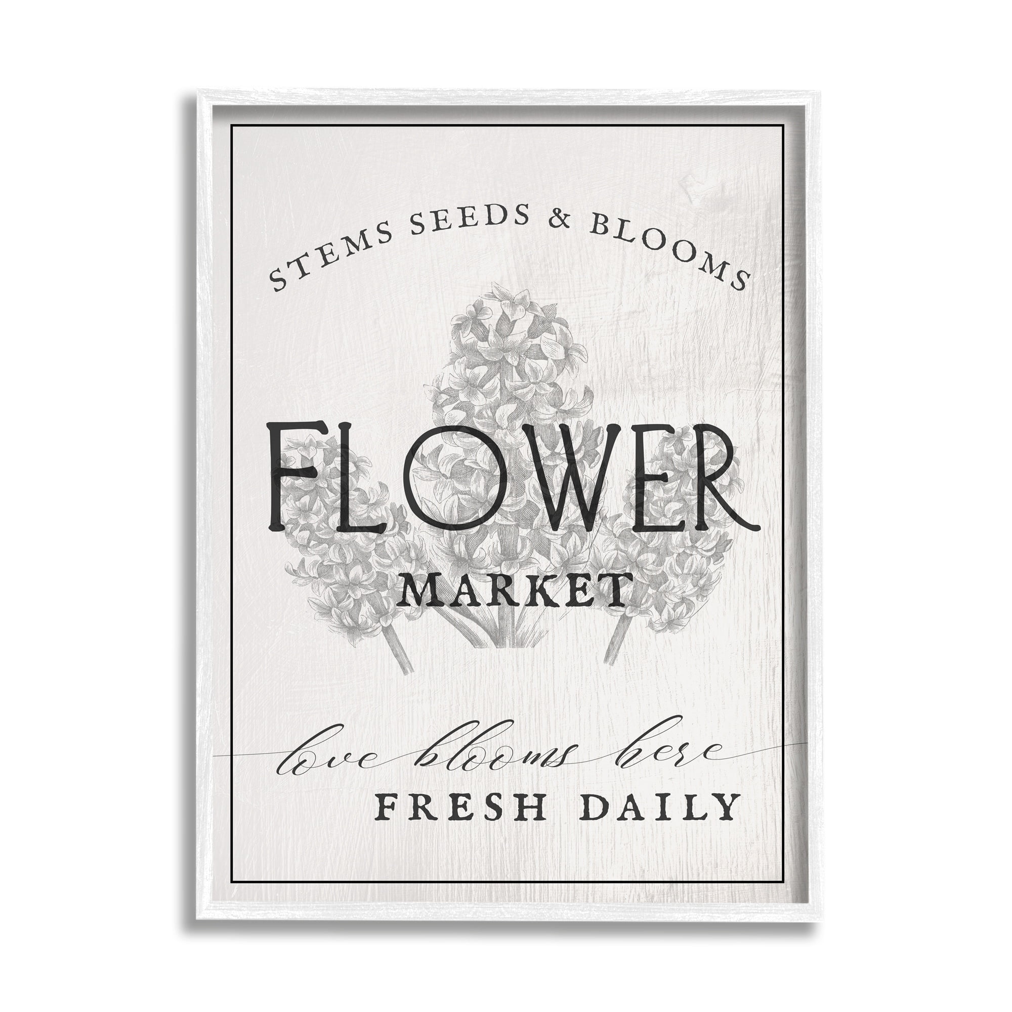 Stupell Industries Blooms Flower Market Advertisement Vintage Country Floral Farmhouse Painting White Framed Art Print Wall Art, 16 x 20, Design by Daphne Polselli