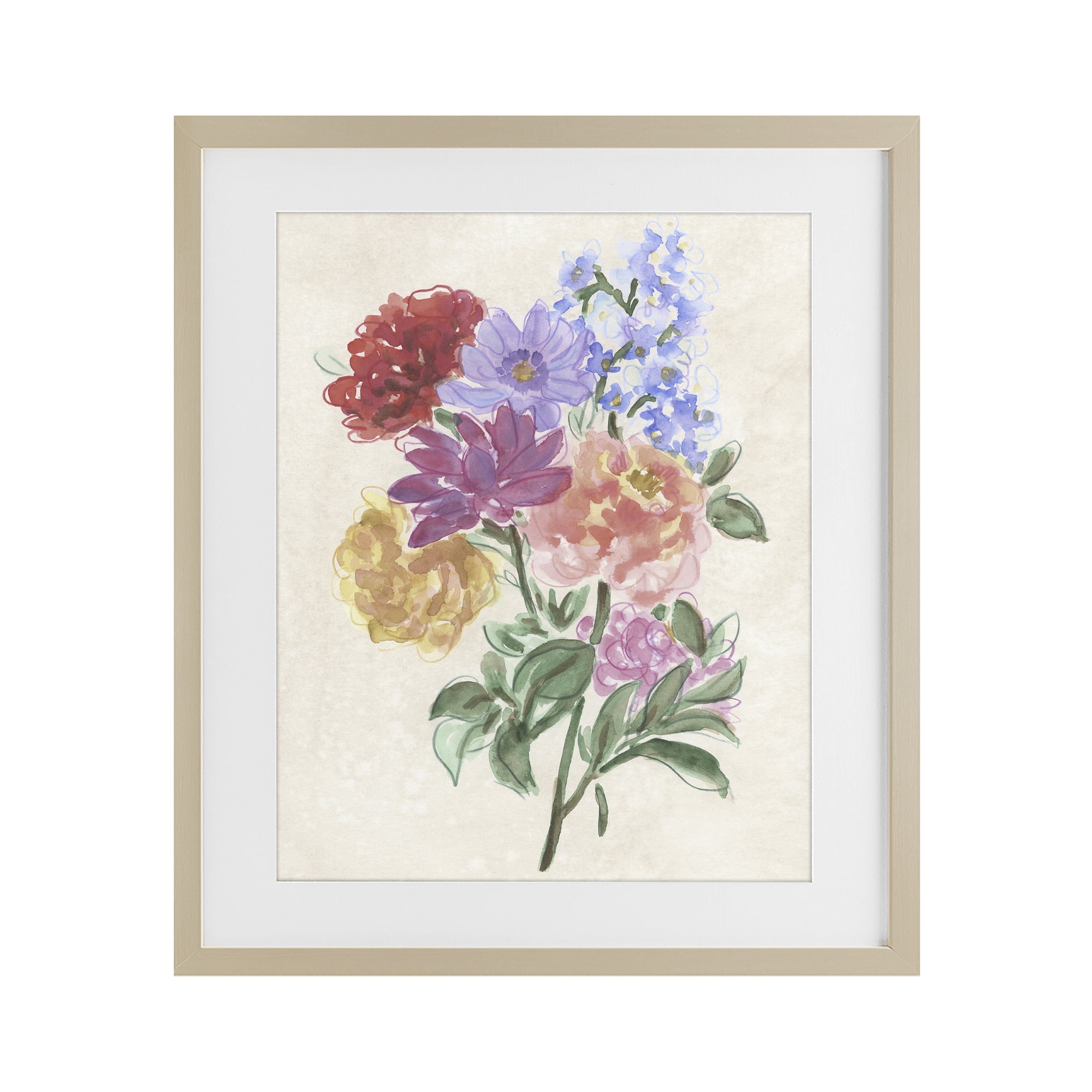 Stupell Industries Blooms On Parchment Birch Framed Print Under Glass, design by June Erica Vess