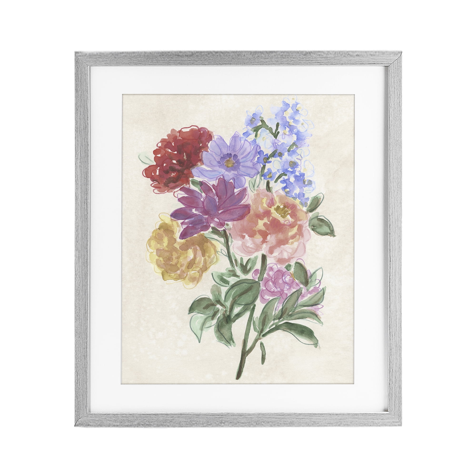 Stupell Industries Blooms On Parchment Gray Framed Print Under Glass, design by June Erica Vess