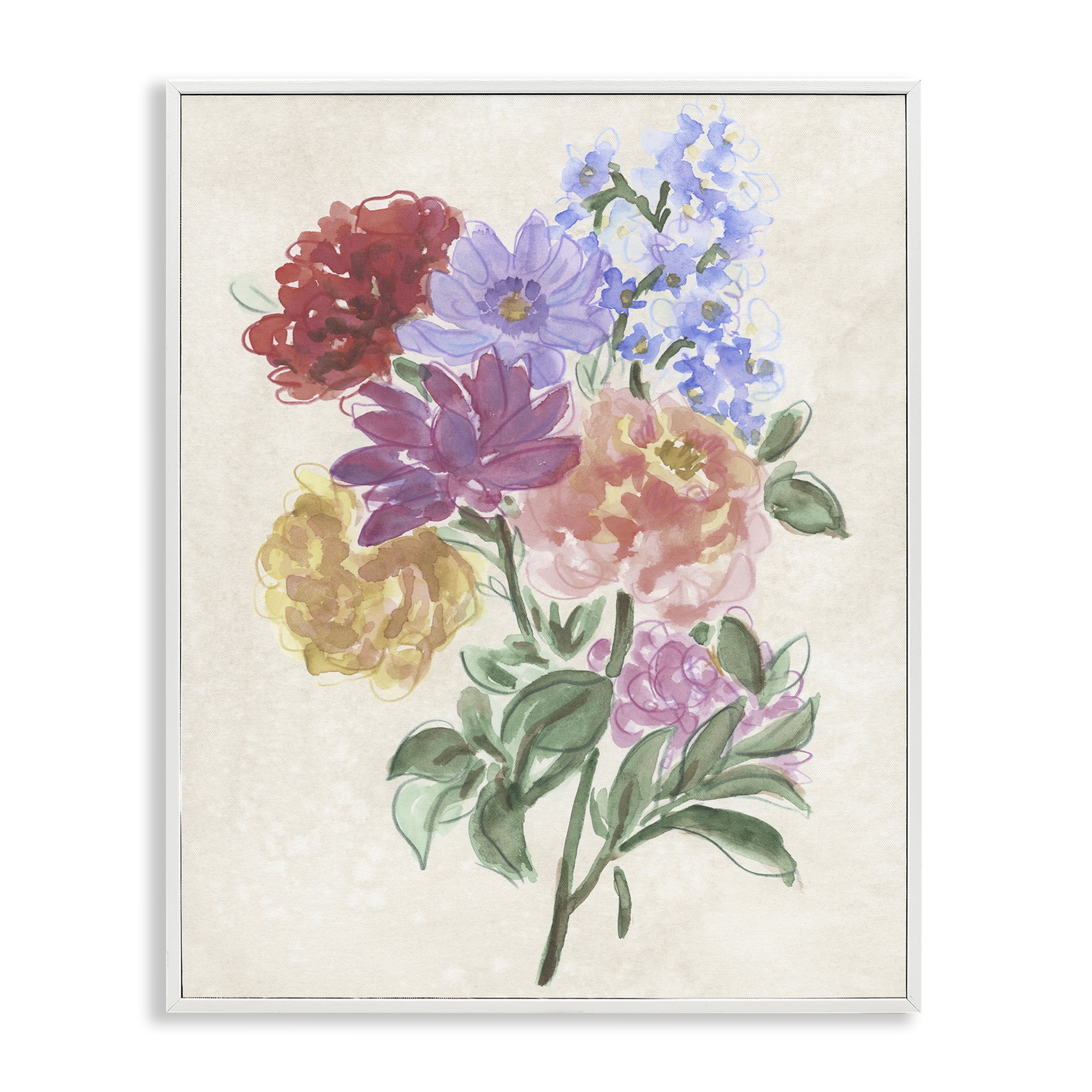 Stupell Industries Blooms On Parchment White Framed Giclee Art, design by June Erica Vess