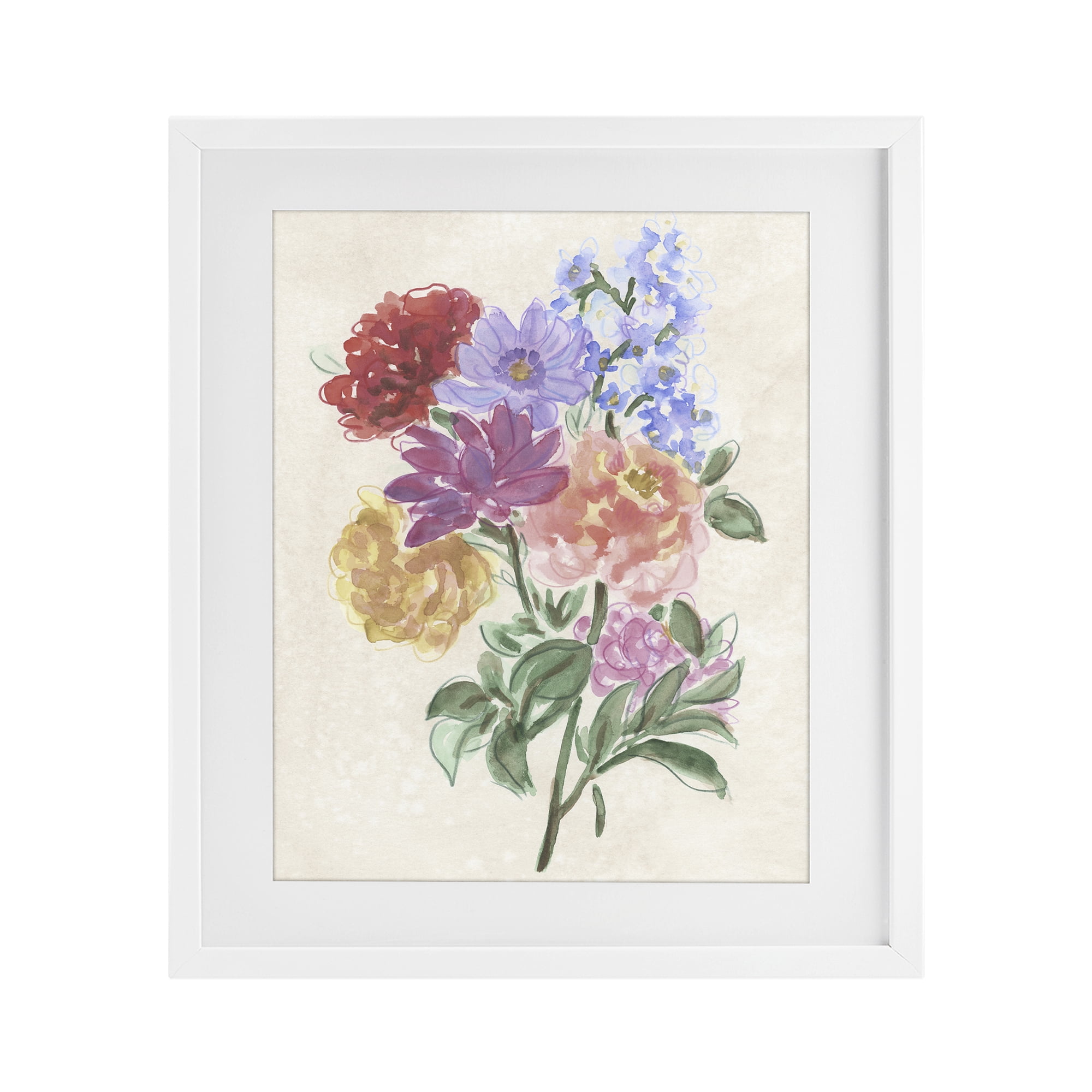 Stupell Industries Blooms On Parchment White Framed Print Under Glass, design by June Erica Vess