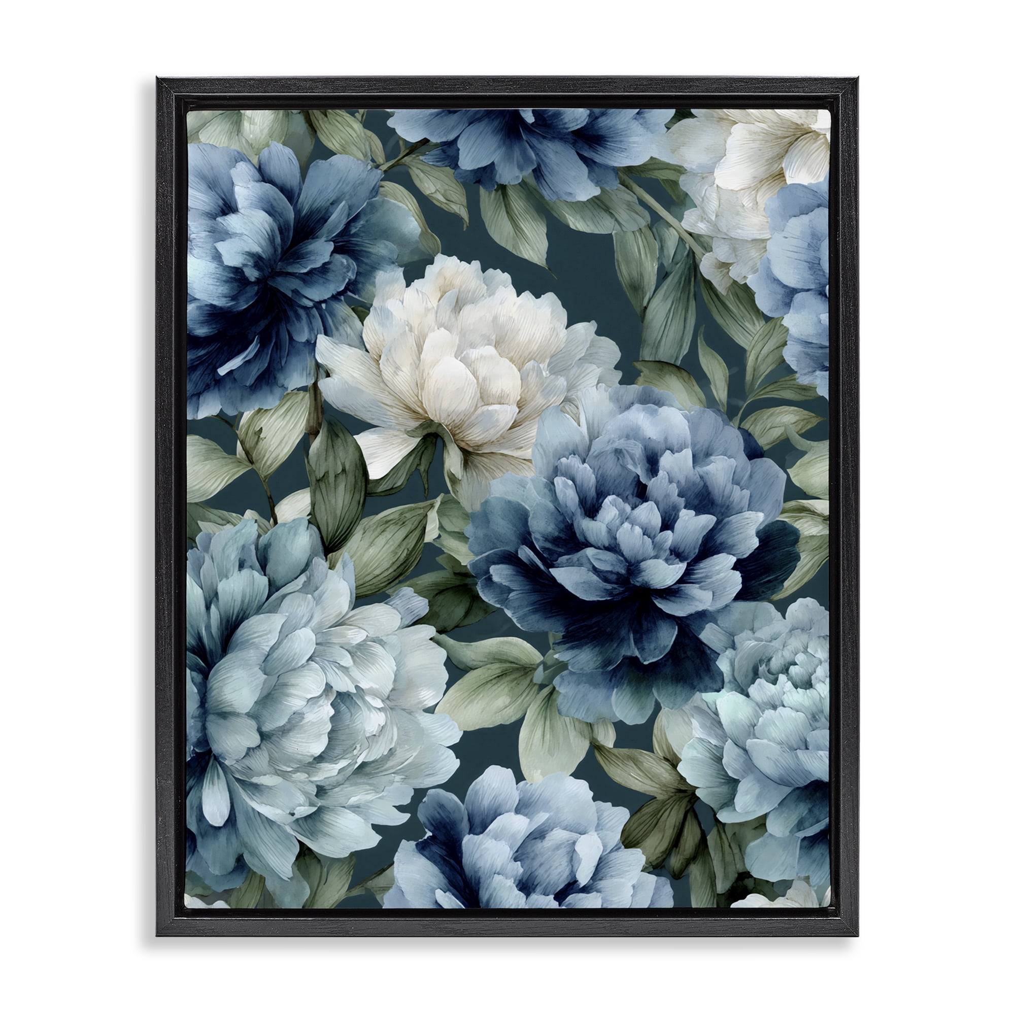 Stupell Industries Blooms On The Vine Black Framed Floater Canvas Wall Art, design by Franklyn Gregory
