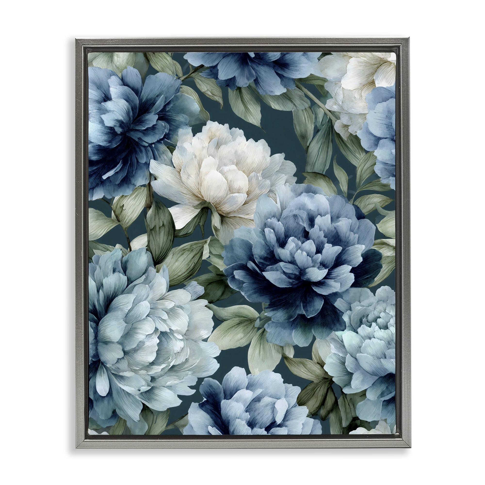 Stupell Industries Blooms On The Vine Gray Framed Floater Canvas Wall Art, design by Franklyn Gregory