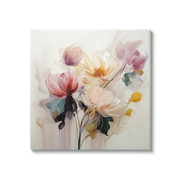 Stupell Industries Blooms in Harmony Botanical & Floral Painting Gallery Wrapped Canvas Art Print Wall Art, 17 x 17