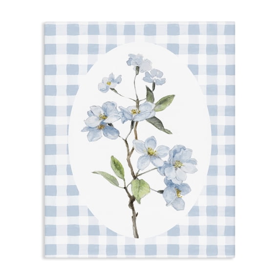 Stupell Industries French Country Blooms on Blue Checkers Canvas Art, 24 x 30, by Lanie Loreth