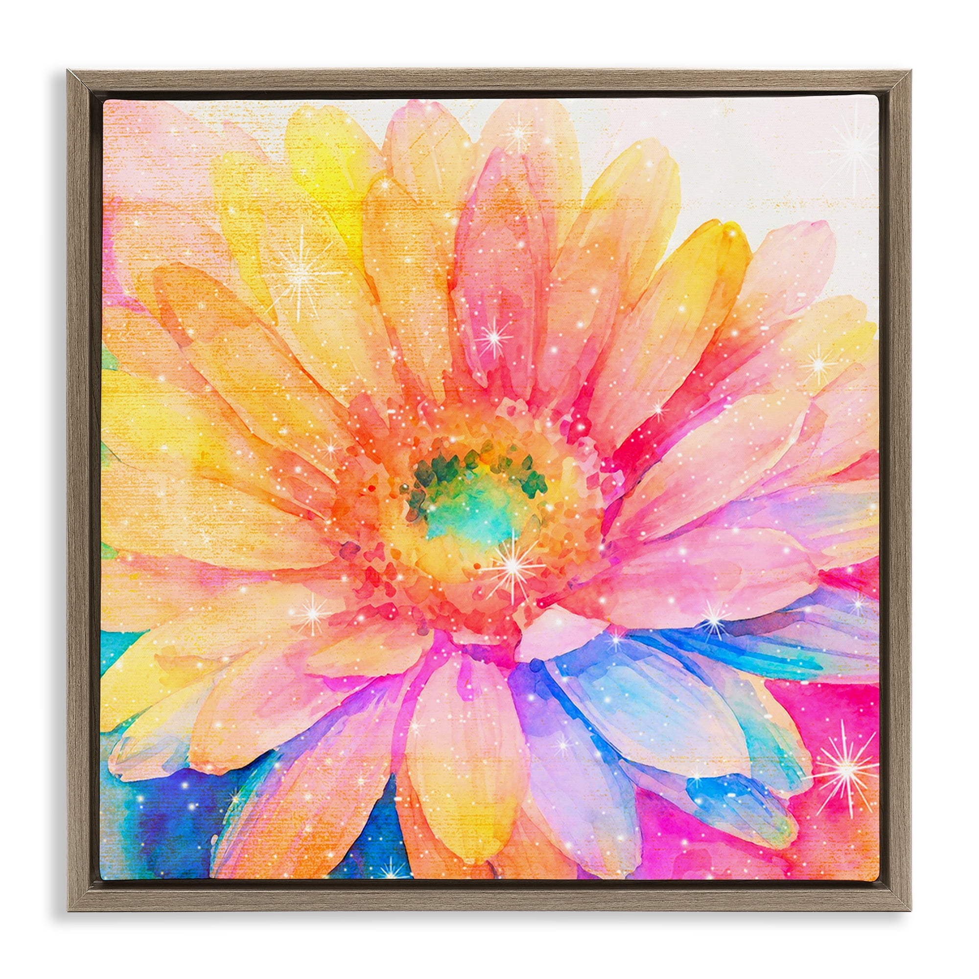 Stupell Industries Bloomtopia Shimmer Blossom Brown Framed Floater Canvas Wall Art, design by Vibelicious