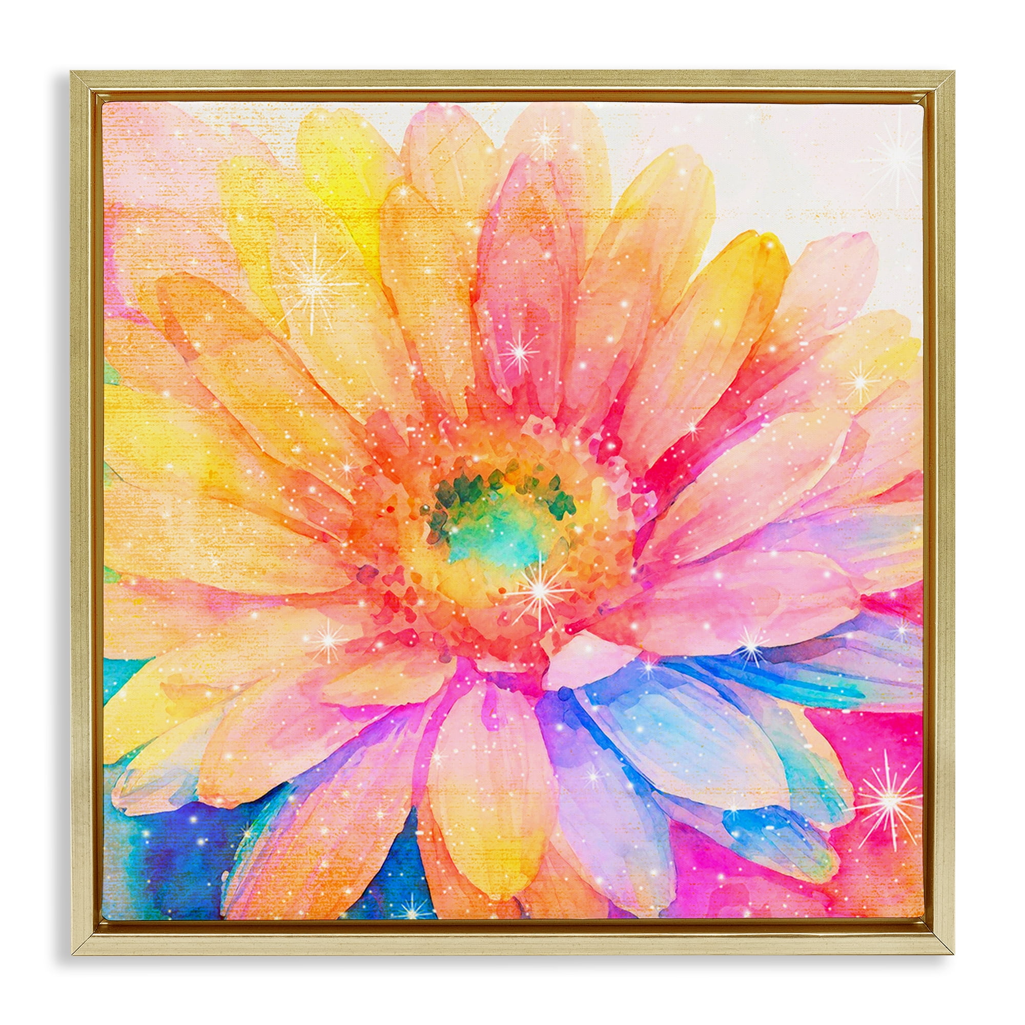 Stupell Industries Bloomtopia Shimmer Blossom Gold Framed Floater Canvas Wall Art, design by Vibelicious