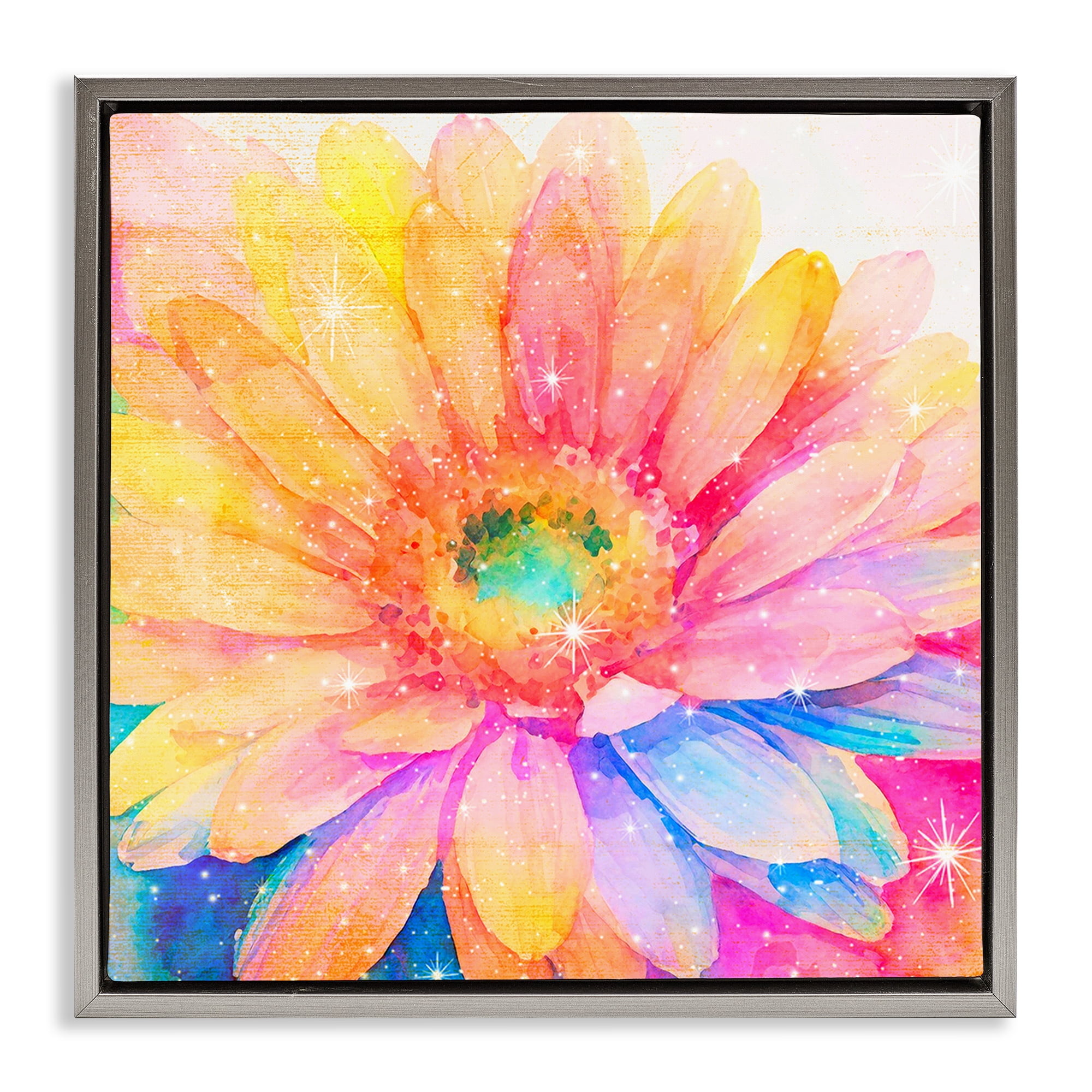 Stupell Industries Bloomtopia Shimmer Blossom Gray Framed Floater Canvas Wall Art, design by Vibelicious