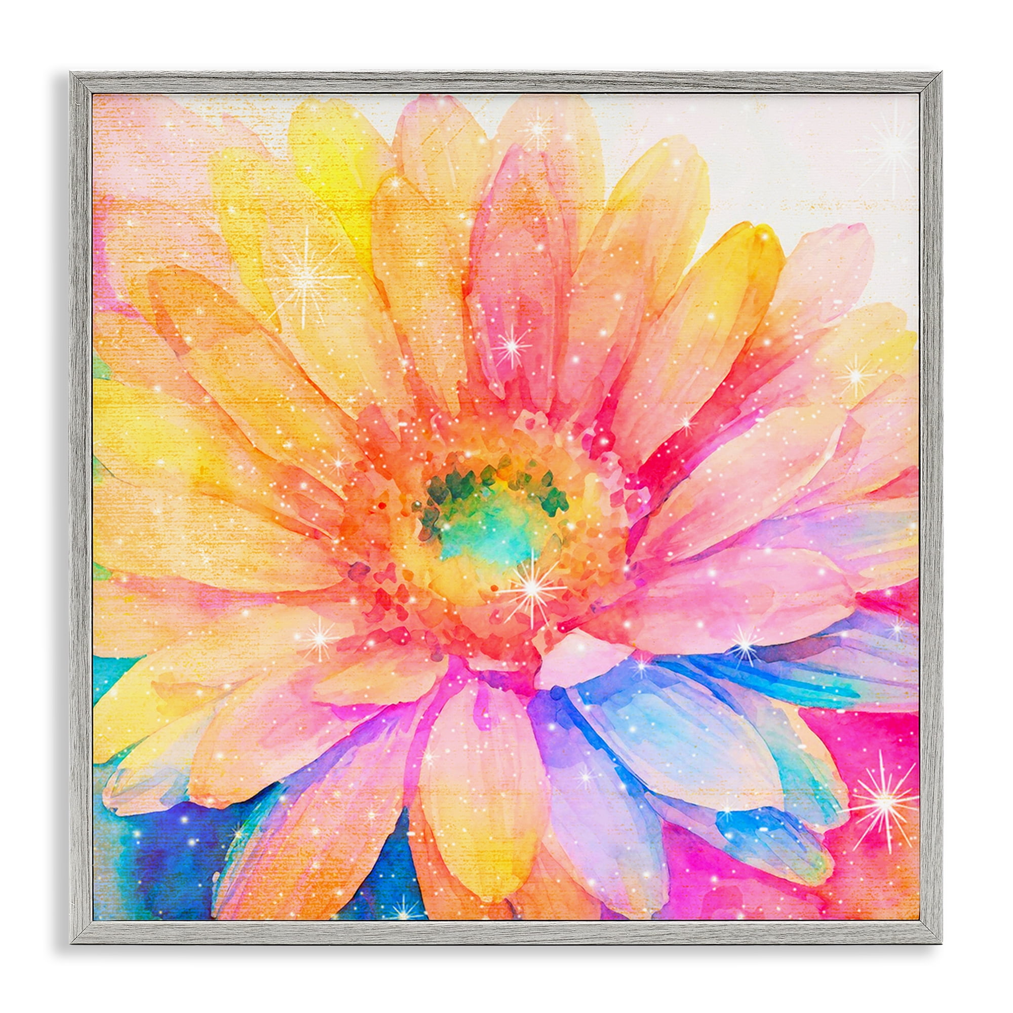 Stupell Industries Bloomtopia Shimmer Blossom Gray Framed Giclee Art, design by Vibelicious