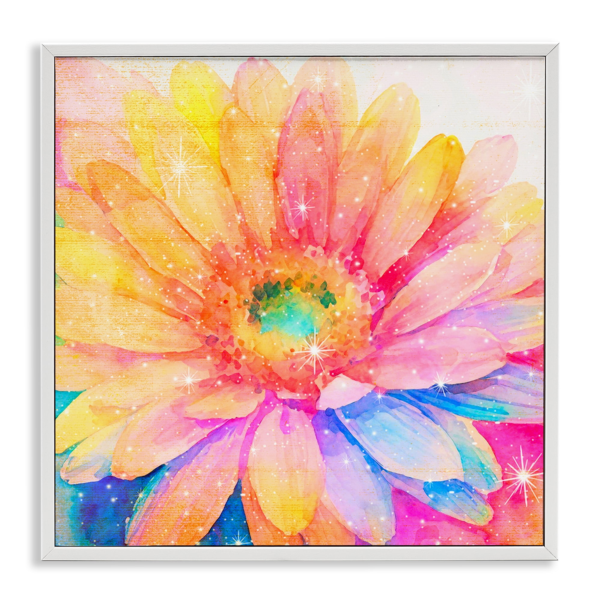 Stupell Industries Bloomtopia Shimmer Blossom White Framed Giclee Art, design by Vibelicious