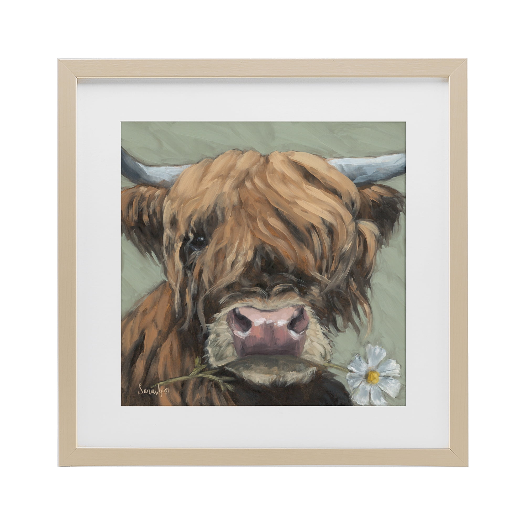 Stupell Industries Blossom Babe Cattle Birch Framed Print Under Glass, design by Sara G. Designs