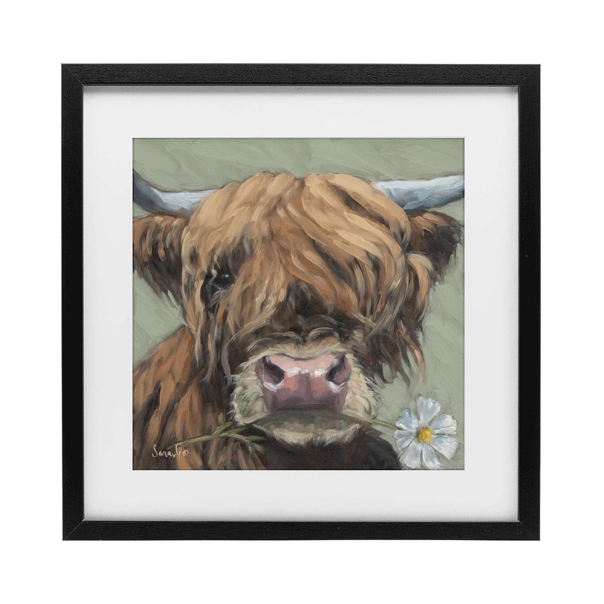 Stupell Industries Blossom Babe Cattle Black Framed Print Under Glass, design by Sara G. Designs