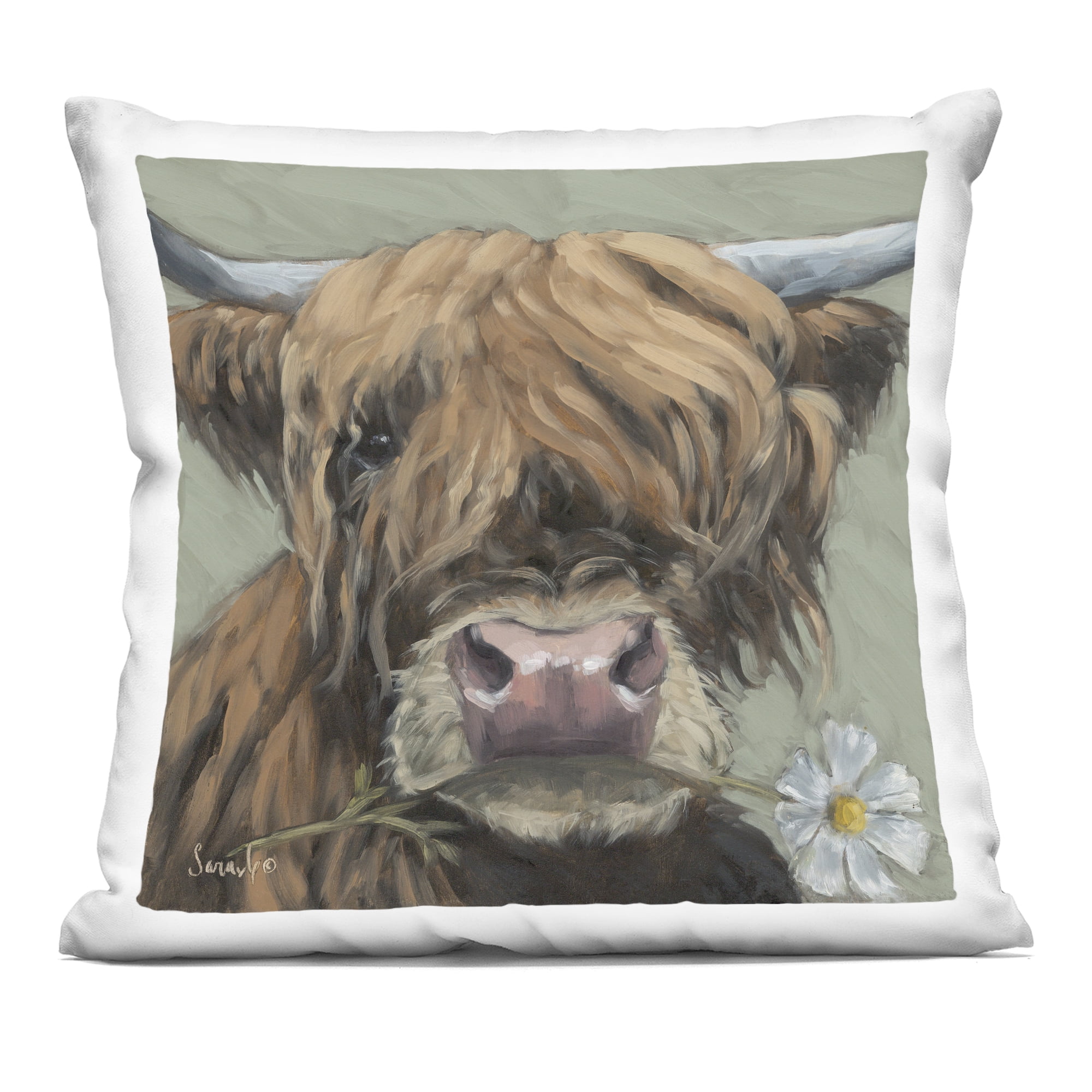 Stupell Industries Blossom Babe Cattle Decorative Printed Throw Pillow, design by Sara G. Designs