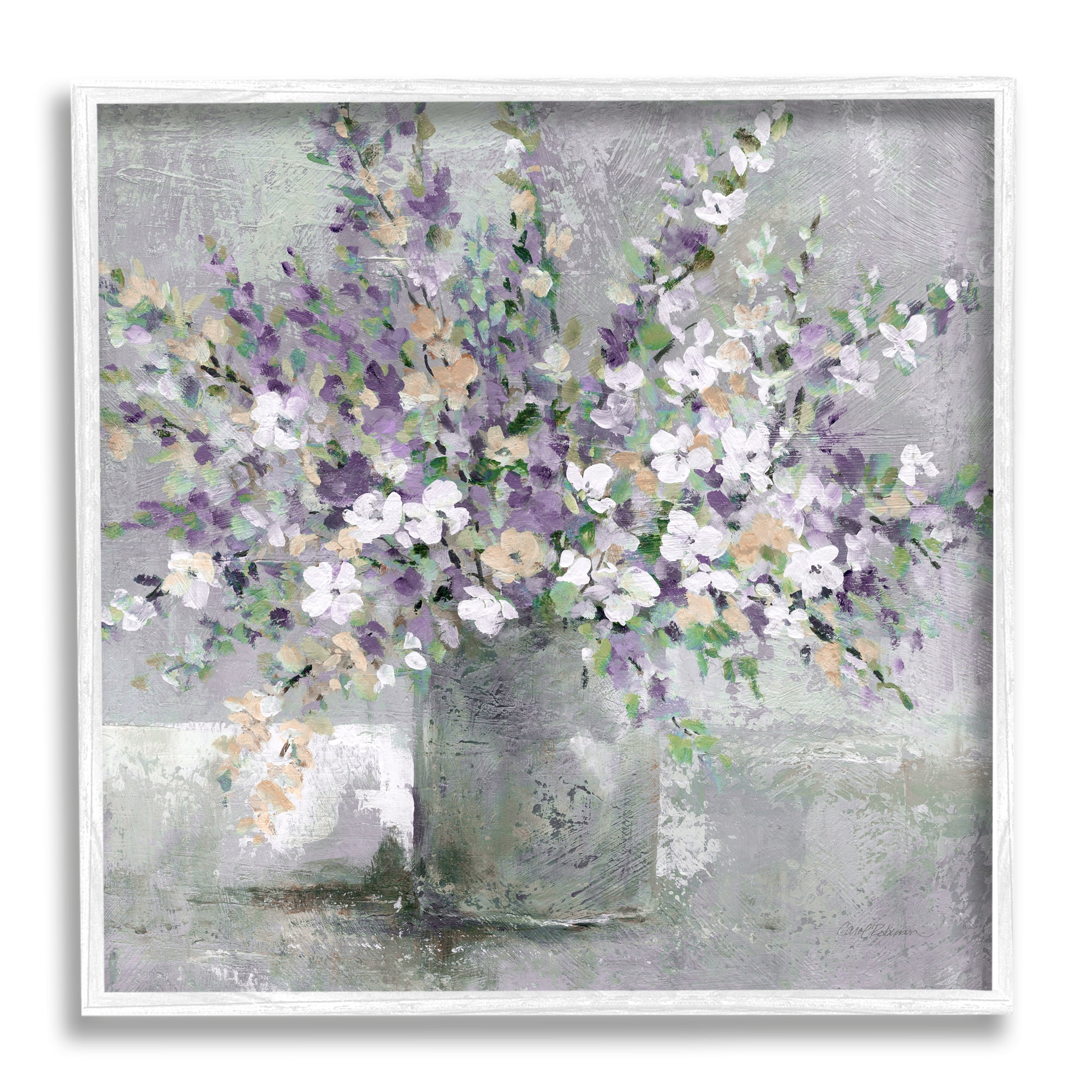 24" x 24" White Framed Abstract Floral Canvas Print