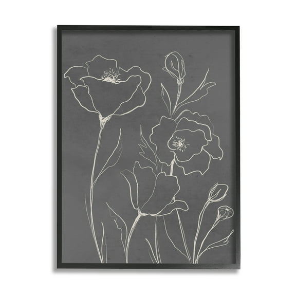 Stupell Industries Blossoming Flower Petals Botanical Line Doodle Drawing Graphic Art Black Framed Art Print Wall Art, Design by Elizabeth Medley