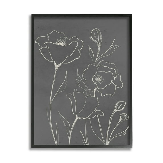 Stupell Industries Blossoming Flower Petals Botanical Line Doodle Drawing Graphic Art Black Framed Art Print Wall Art, Design by Elizabeth Medley