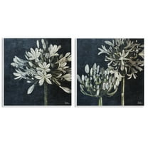 Stupell Industries Blossoming Flower Stem Plants & Flowers Painting Unframed Art Print Wall Art, 12 x 12, Set of 2
