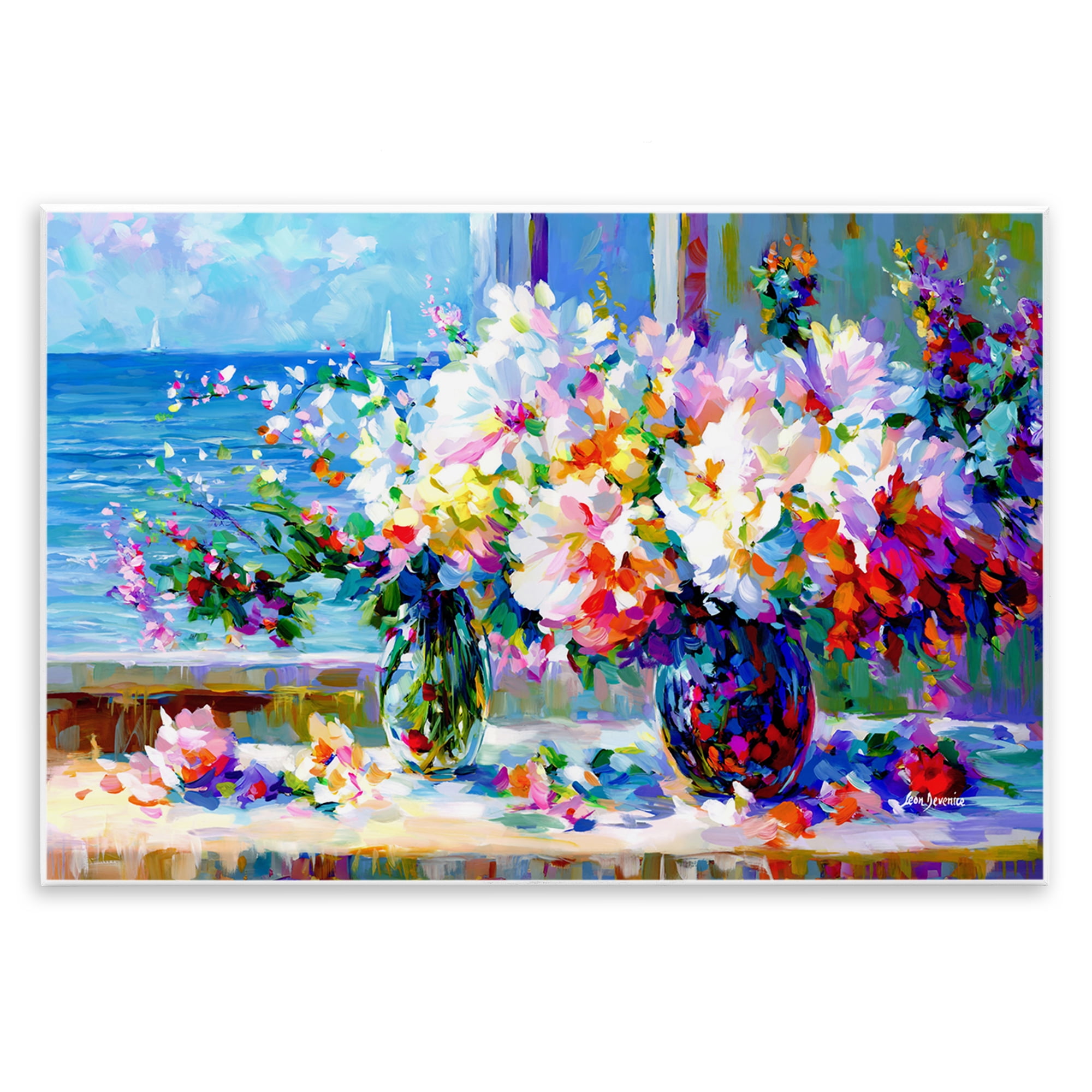 Stupell Industries Blossoms By The Sea Botanical & Floral Painting Unframed Art Print Wall Art, 19 x 13