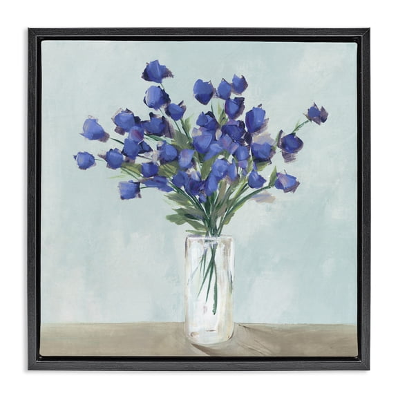 Stupell Industries Blossoms Of Indigo Black Framed Floater Canvas Wall Art design by Aria K., 18 x 18