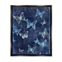 Stupell Industries Blue Abstract Butterflies Animals & Insects Painting Black Floater Framed Art Print Wall Art