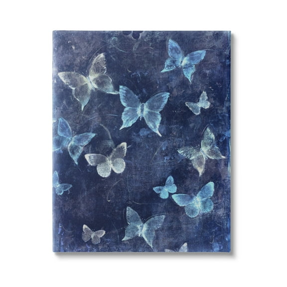 Stupell Industries Blue Abstract Butterflies Animals & Insects Painting Gallery Wrapped Canvas Print Wall Art
